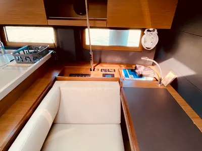 Salon of Vixen, a Beneteau Oceanis 51.1 sailboat at Municipal Unit of Lefkada, Greece