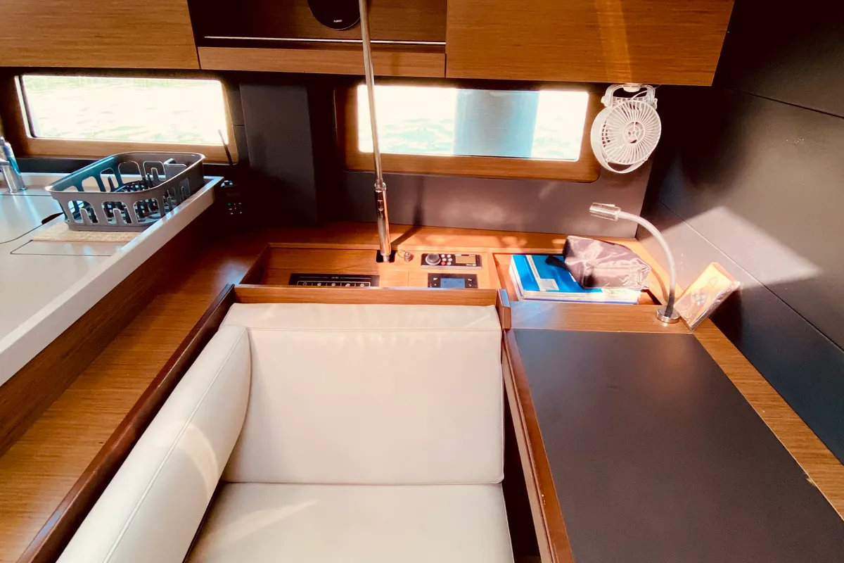 Salon of Vixen, a Beneteau Oceanis 51.1 sailboat at Municipal Unit of Lefkada, Greece