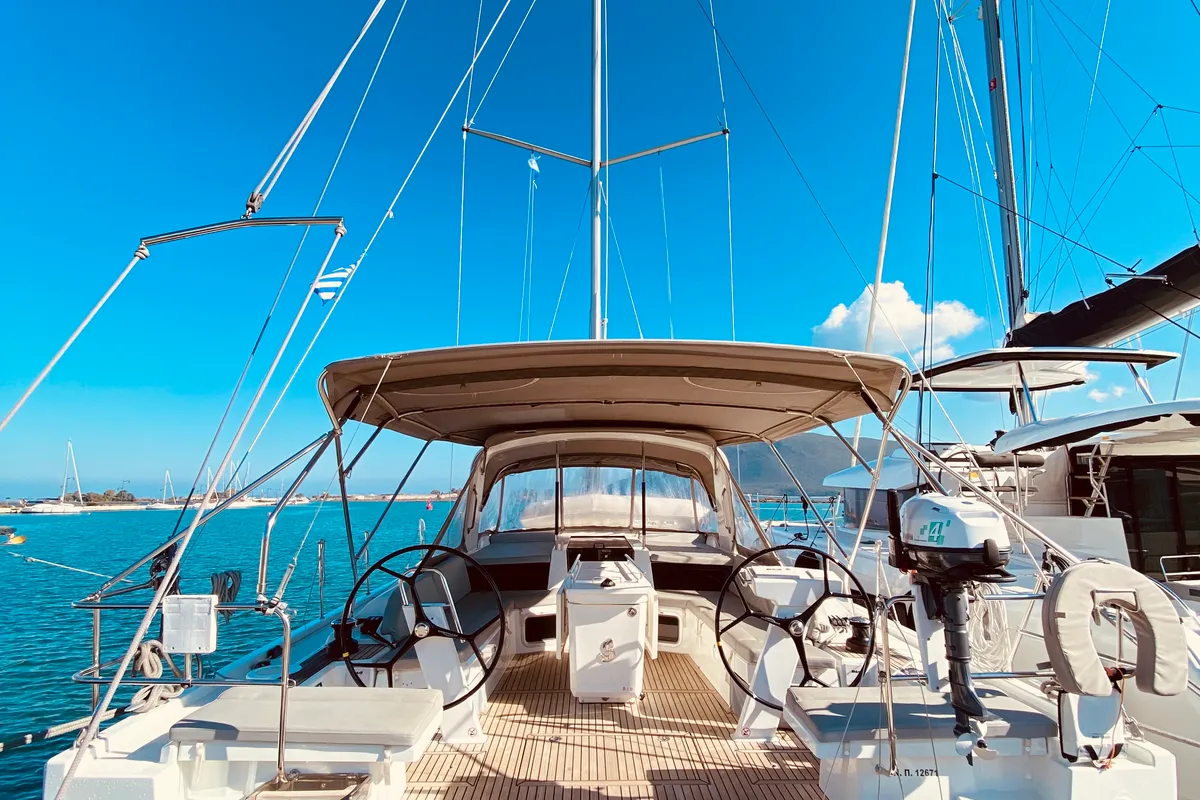 Exterior view of Vixen, a Beneteau Oceanis 51.1 sailboat at Municipal Unit of Lefkada, Greece