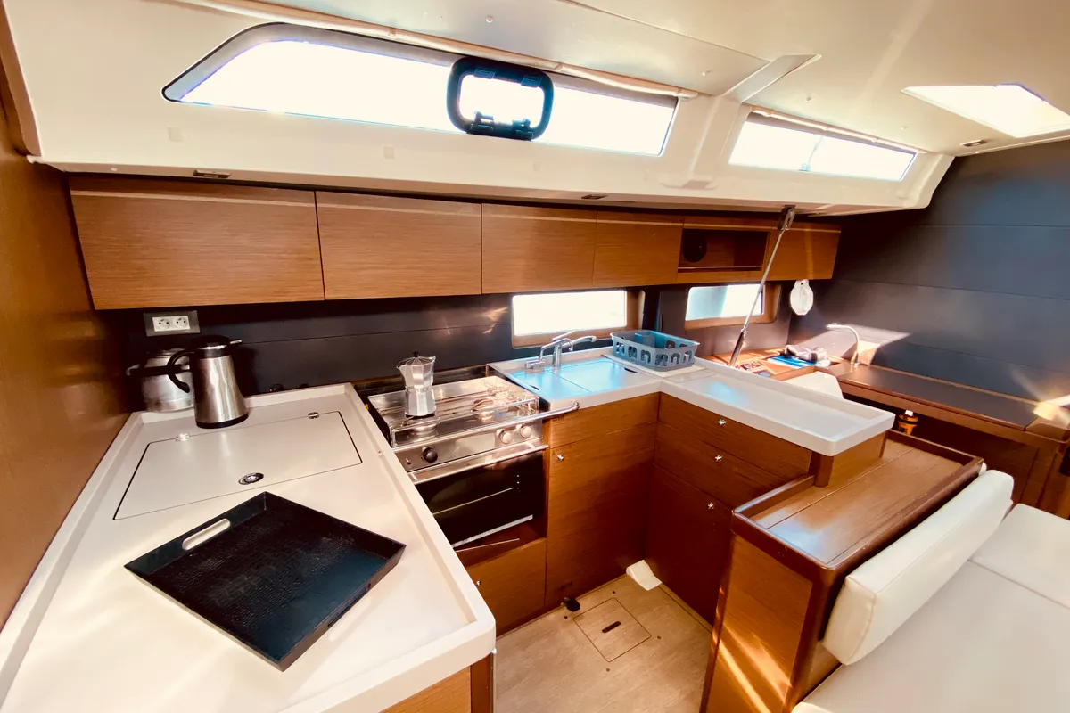 Galley of Vixen, a Beneteau Oceanis 51.1 sailboat at Municipal Unit of Lefkada, Greece