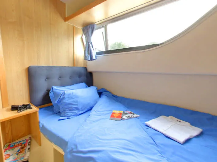 Cabin on Salsa B, a Cygnet Salsa B motorboat at Castelnaudary, France