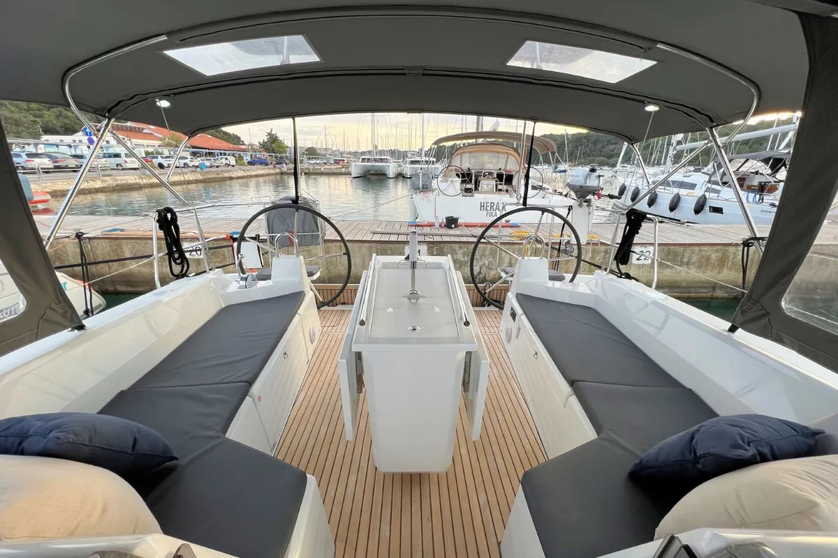 Deck of Christine, a Beneteau Oceanis 40.1 sailboat at Grad Pula, Croatia