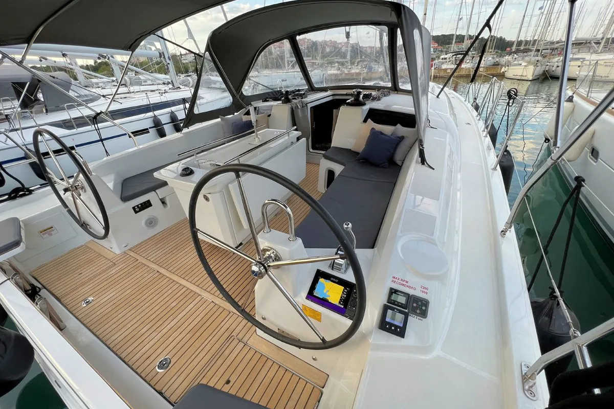 Cockpit of Christine, a Beneteau Oceanis 40.1 sailboat at Grad Pula, Croatia