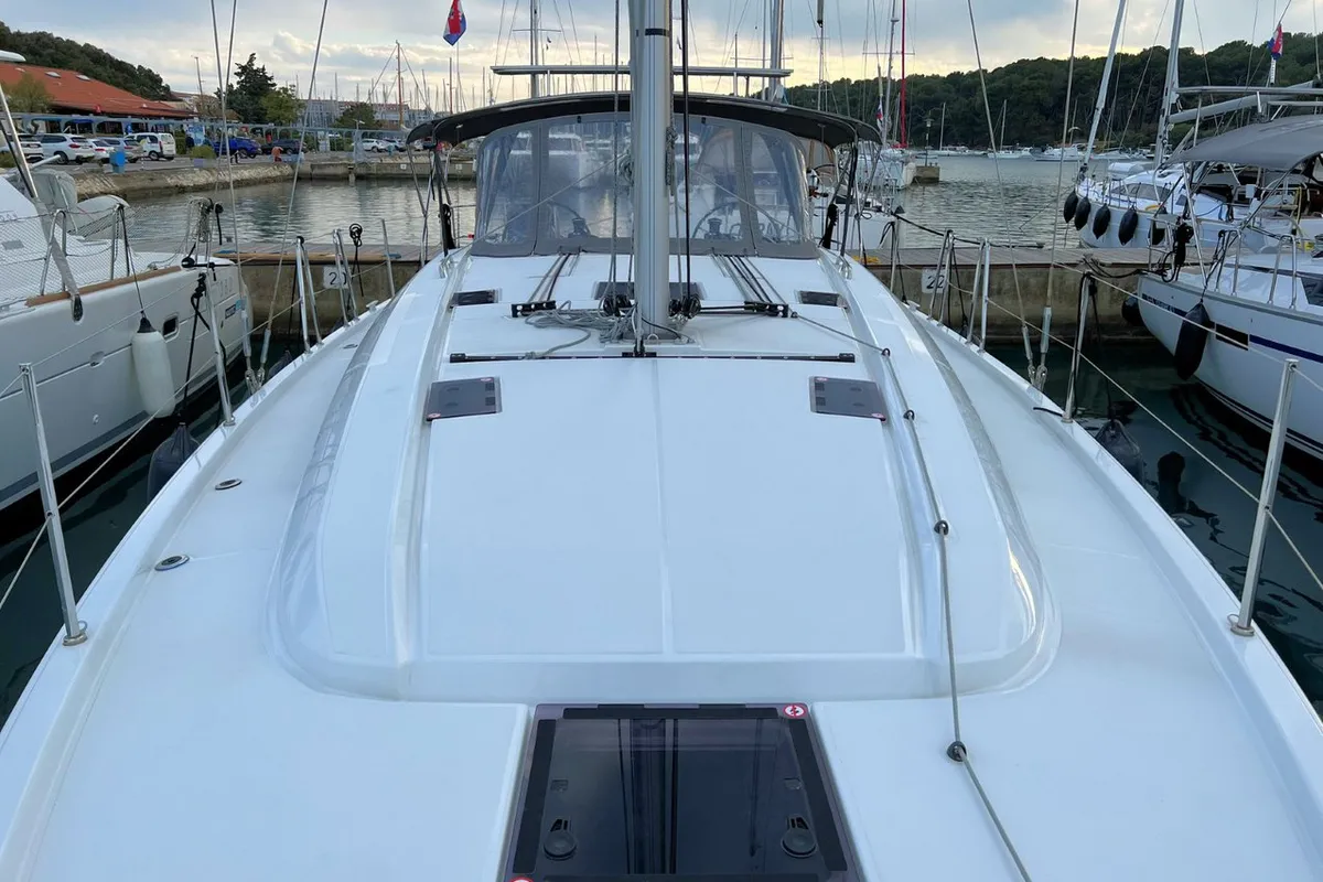 Deck of Christine, a Beneteau Oceanis 40.1 sailboat at Grad Pula, Croatia