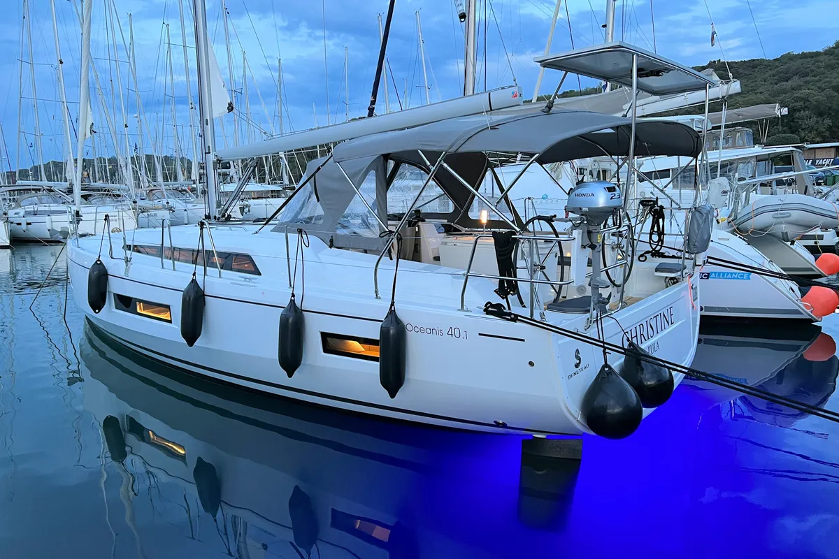 Exterior view of Christine, a Beneteau Oceanis 40.1 sailboat at Grad Pula, Croatia