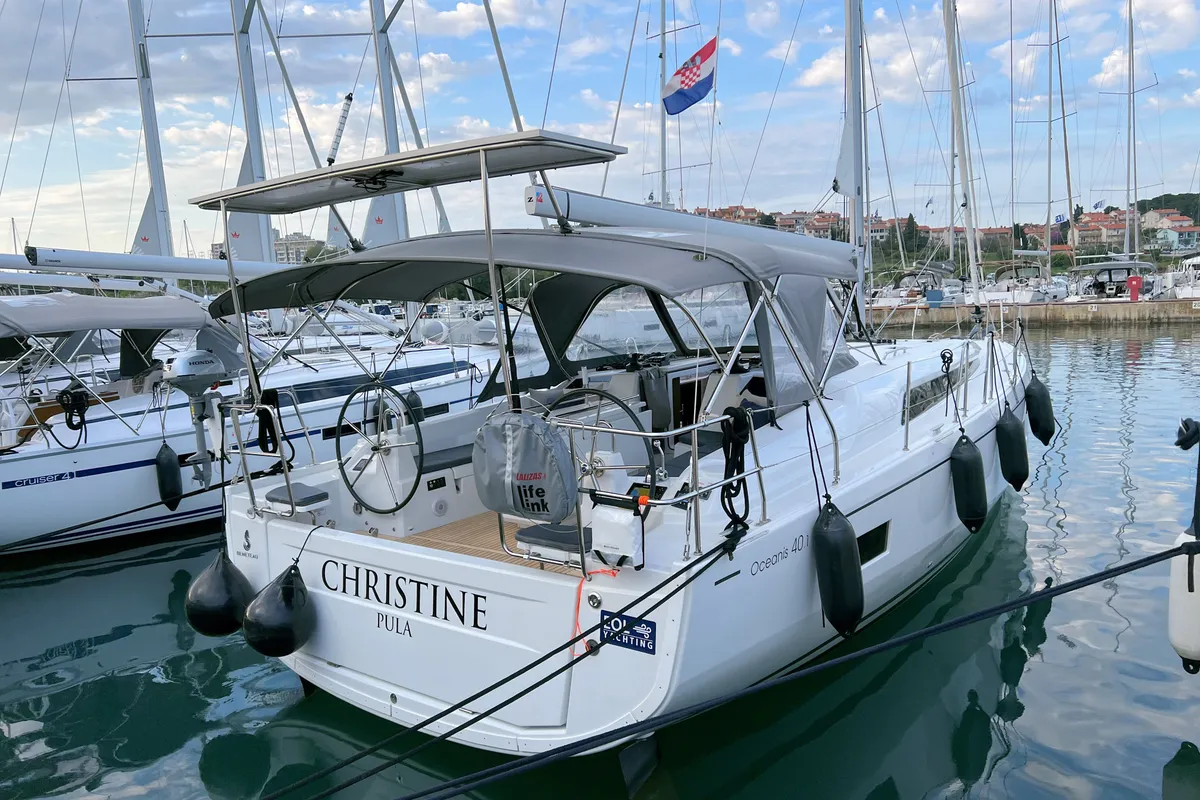 Exterior view of Christine, a Beneteau Oceanis 40.1 sailboat at Grad Pula, Croatia