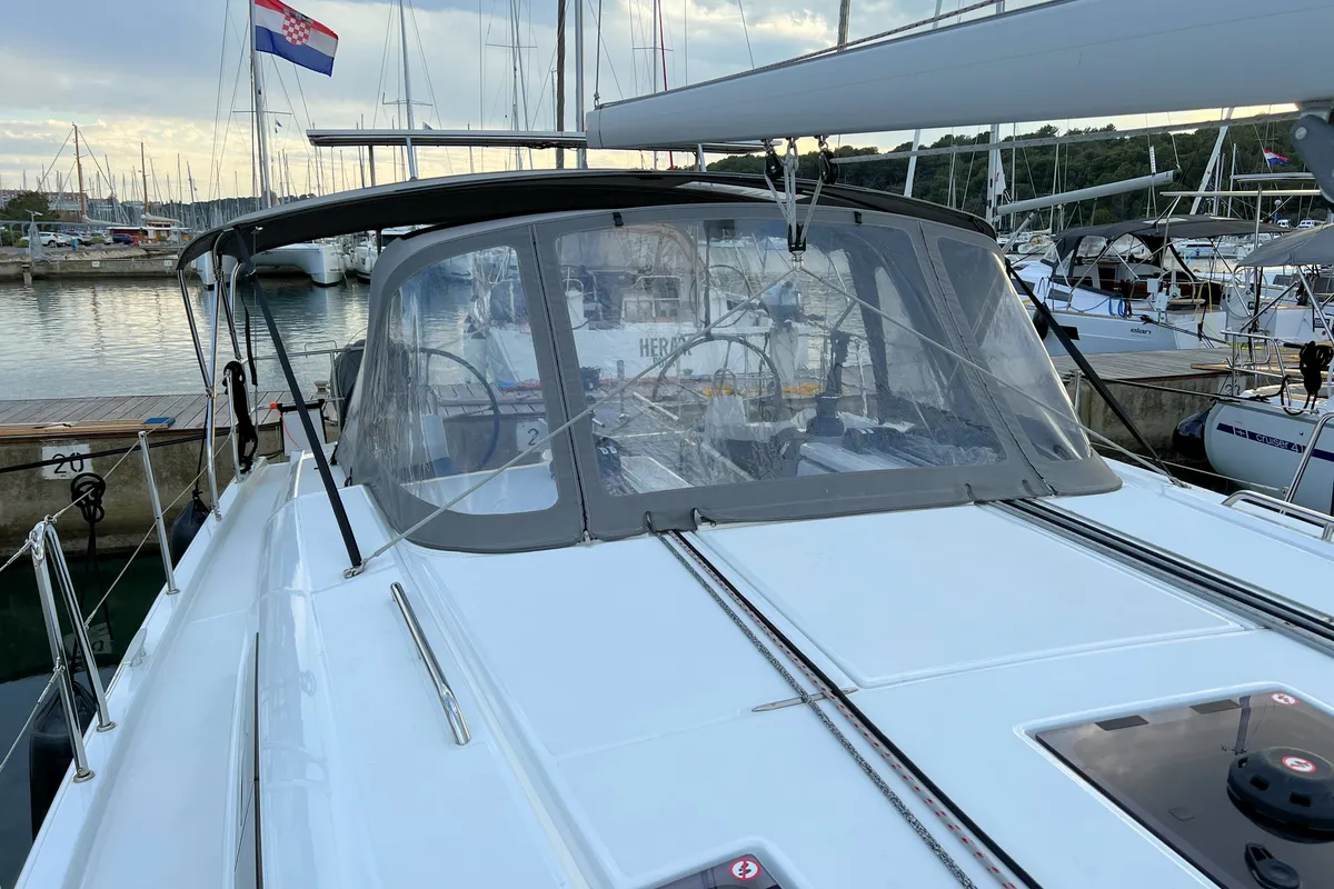 Deck of Christine, a Beneteau Oceanis 40.1 sailboat at Grad Pula, Croatia