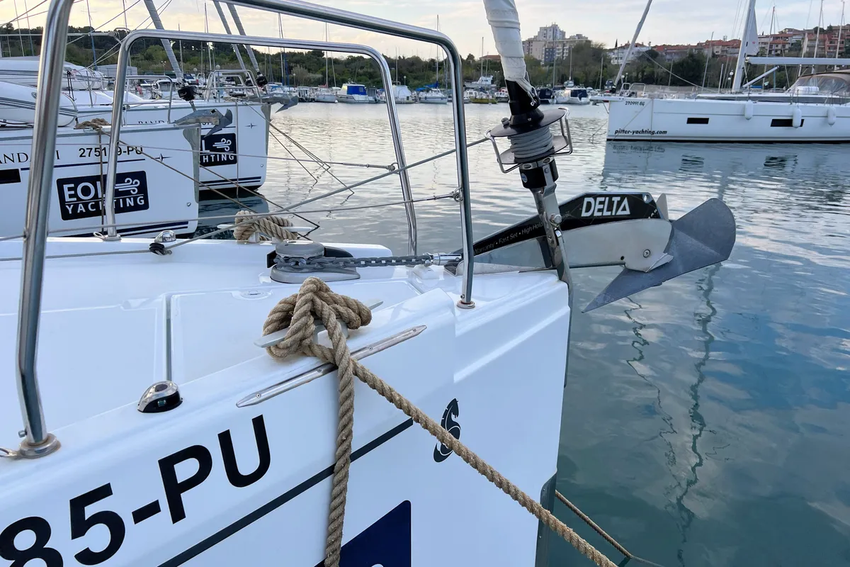 Deck of Christine, a Beneteau Oceanis 40.1 sailboat at Grad Pula, Croatia