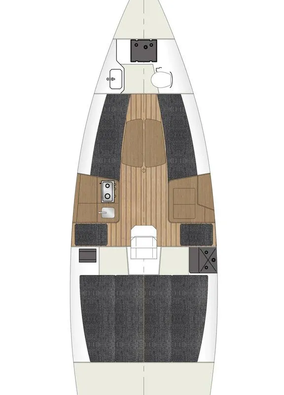 Floor plan of JFF ONE, a Jeanneau Sun Fast 3300 sailboat at Heiligenhafen, Germany