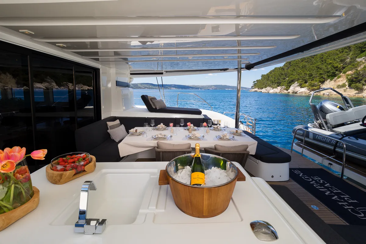 Champagne Please, a Lagoon 55 catamaran at Kaštela, Croatia