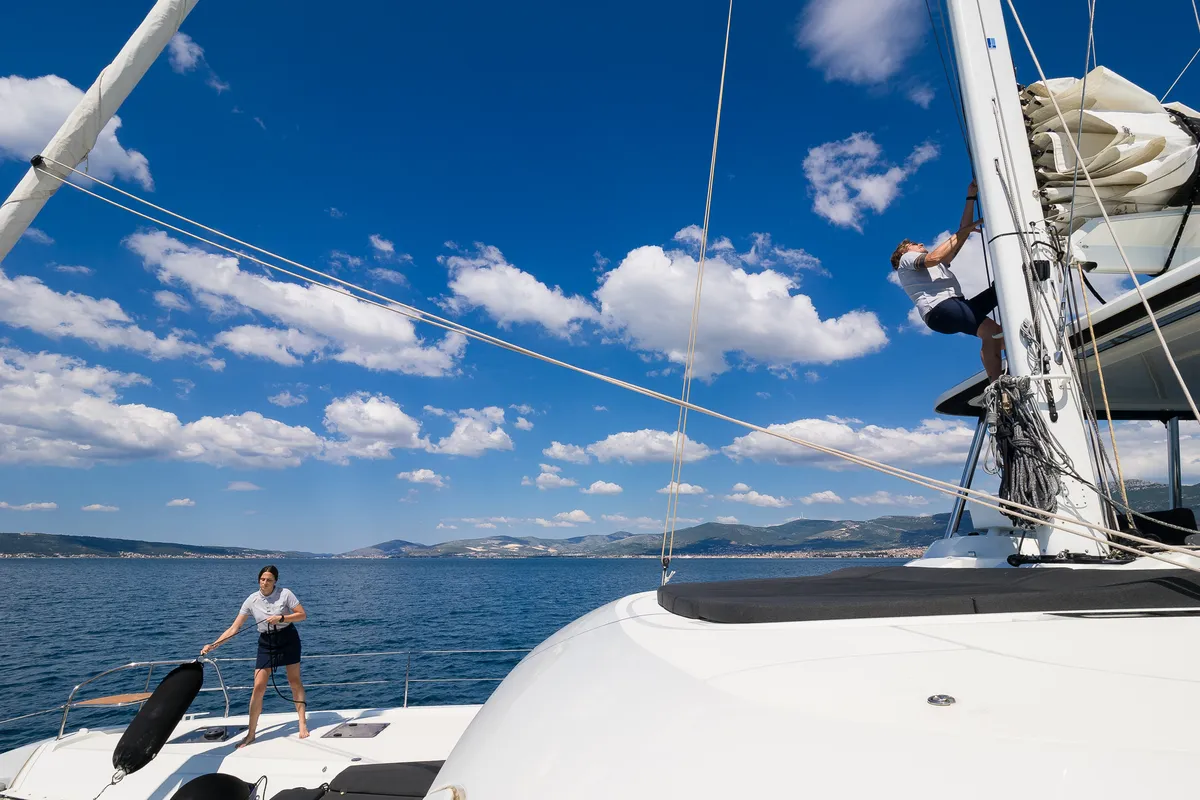 Champagne Please, a Lagoon 55 catamaran at Kaštela, Croatia