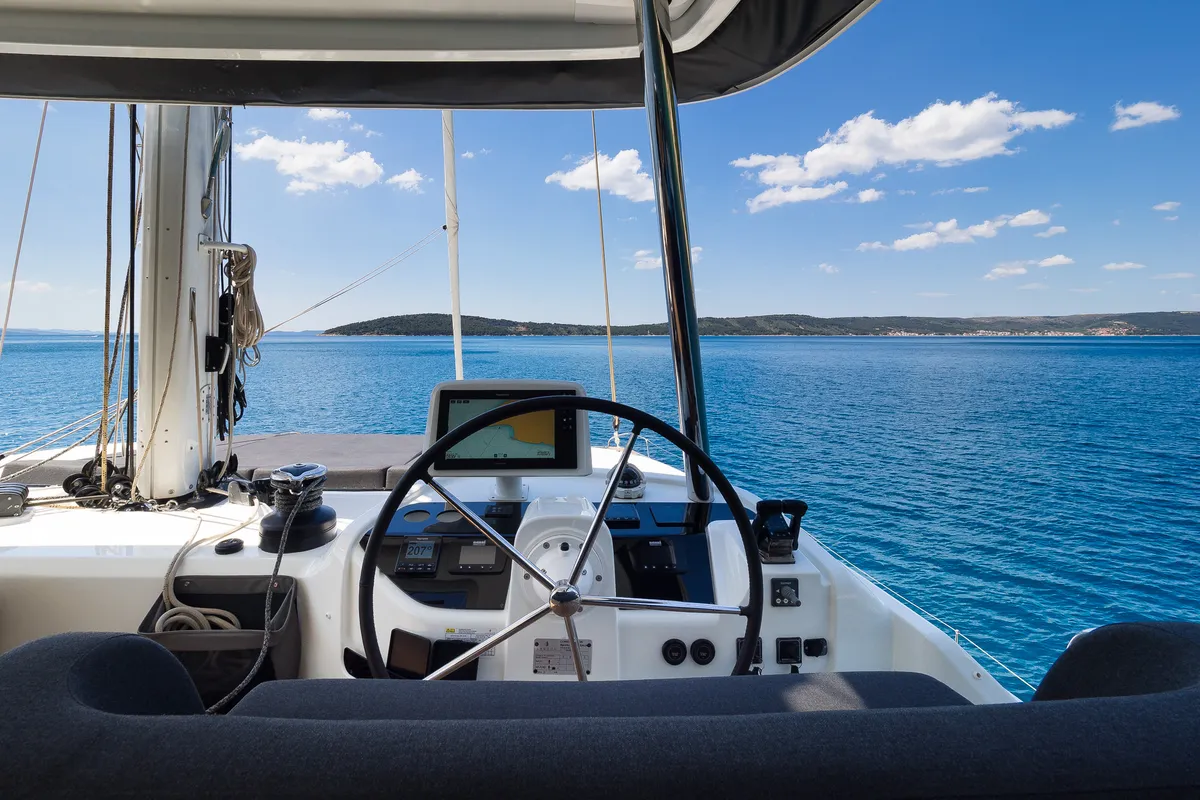 Champagne Please, a Lagoon 55 catamaran at Kaštela, Croatia