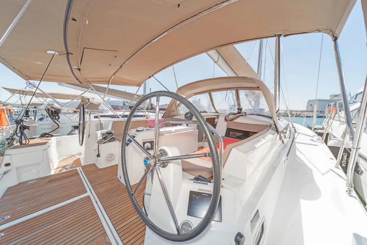 BELLATRIX, a Jeanneau Sun Odyssey 490 sailboat at Benitses, Greece