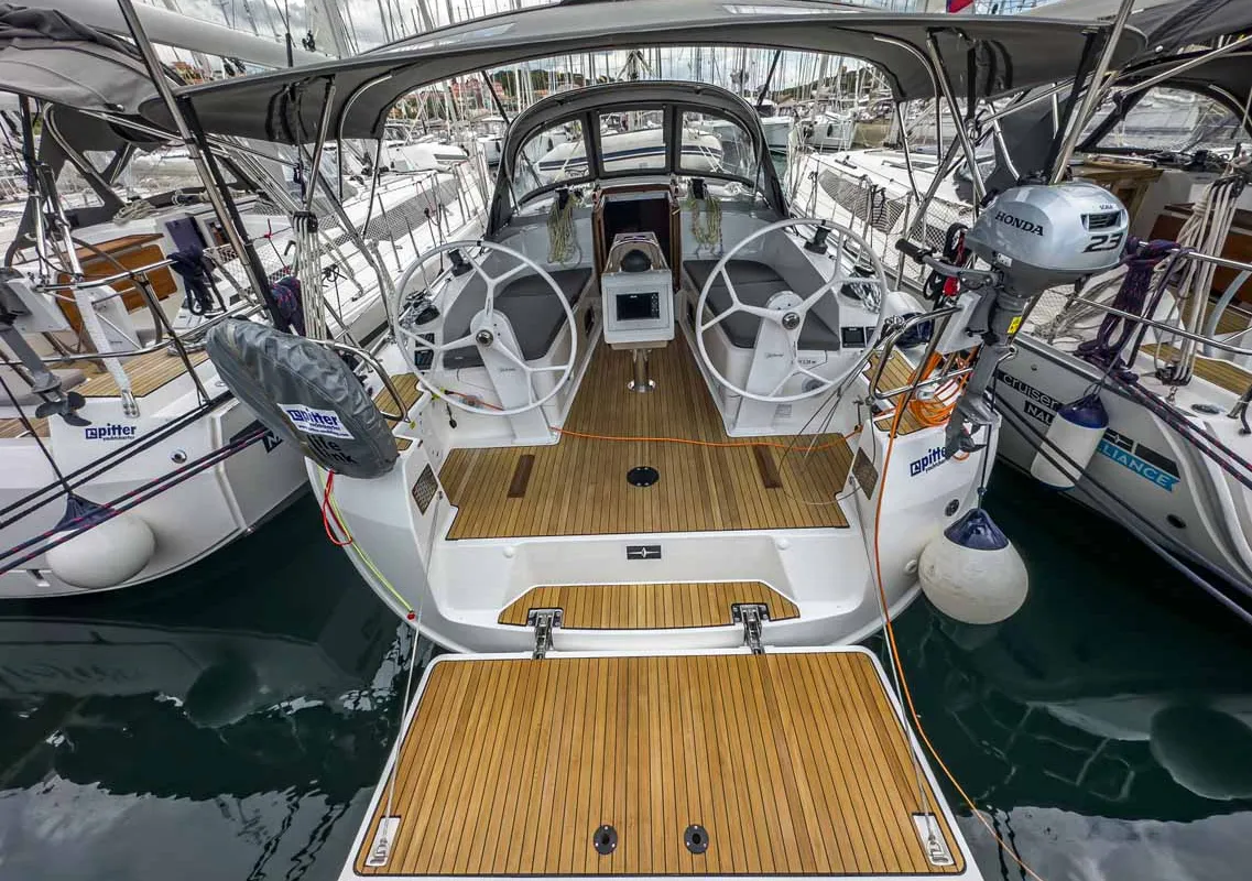 Cockpit of Scala, a Bavaria Cruiser 37 sailboat at Grad Pula, Croatia