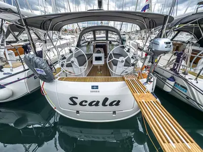 Cockpit of Scala, a Bavaria Cruiser 37 sailboat at Grad Pula, Croatia
