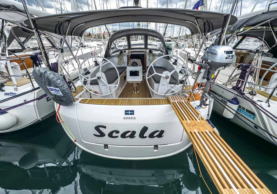 Cockpit of Scala, a Bavaria Cruiser 37 sailboat at Grad Pula, Croatia