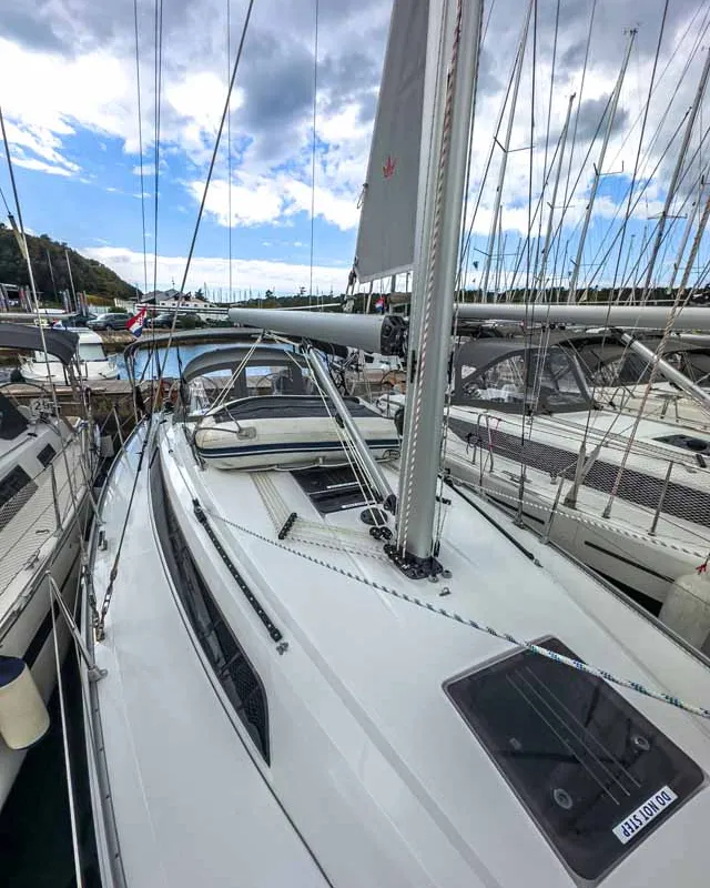 Deck of Scala, a Bavaria Cruiser 37 sailboat at Grad Pula, Croatia