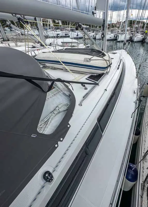 Deck of Scala, a Bavaria Cruiser 37 sailboat at Grad Pula, Croatia