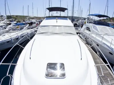 Deck of Antares II, a Princess 470 motorboat at Primošten, Croatia