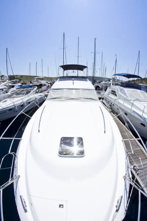 Deck of Antares II, a Princess 470 motorboat at Primošten, Croatia