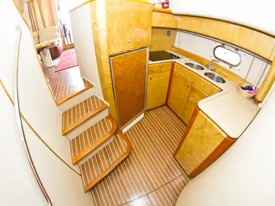 Galley of Antares II, a Princess 470 motorboat at Primošten, Croatia