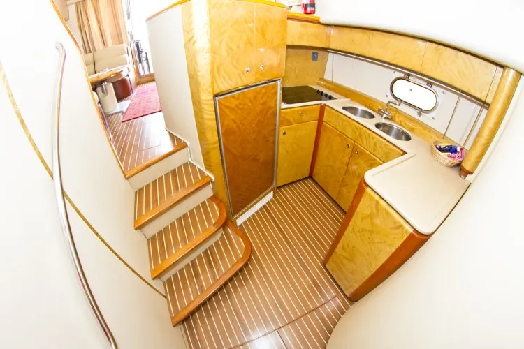 Galley of Antares II, a Princess 470 motorboat at Primošten, Croatia