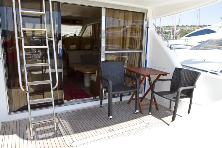 Deck of Antares II, a Princess 470 motorboat at Primošten, Croatia