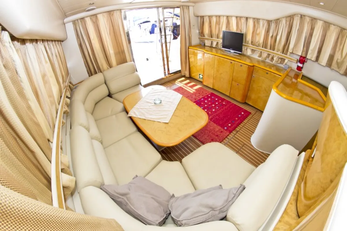 Salon of Antares II, a Princess 470 motorboat at Primošten, Croatia