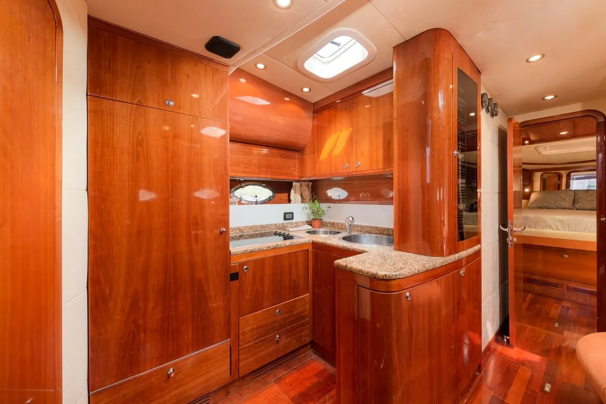 Galley of Lady Tania, a Dalla Pieta 48 motor yacht at Split, Croatia