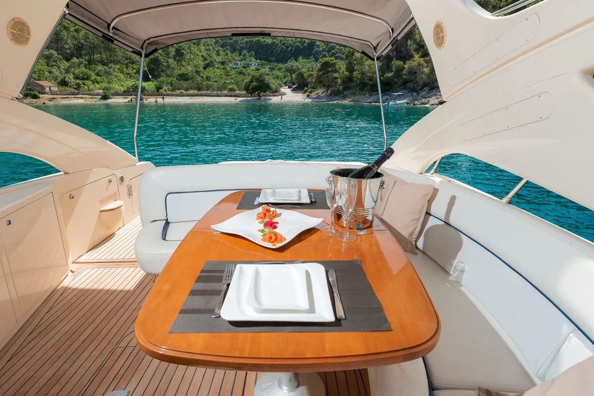 Deck of Lady Tania, a Dalla Pieta 48 motor yacht at Split, Croatia