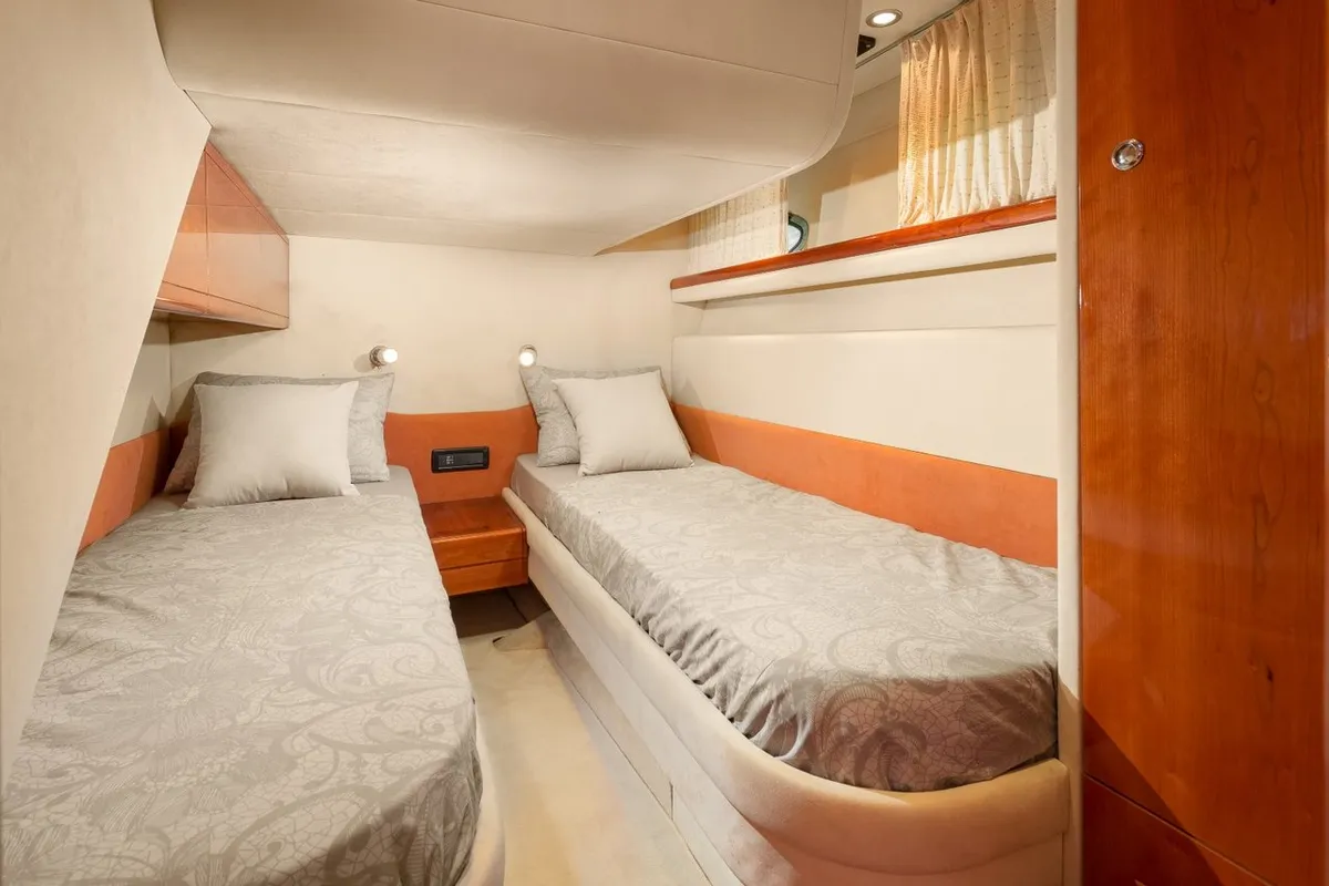 Cabin on Lady Tania, a Dalla Pieta 48 motor yacht at Split, Croatia