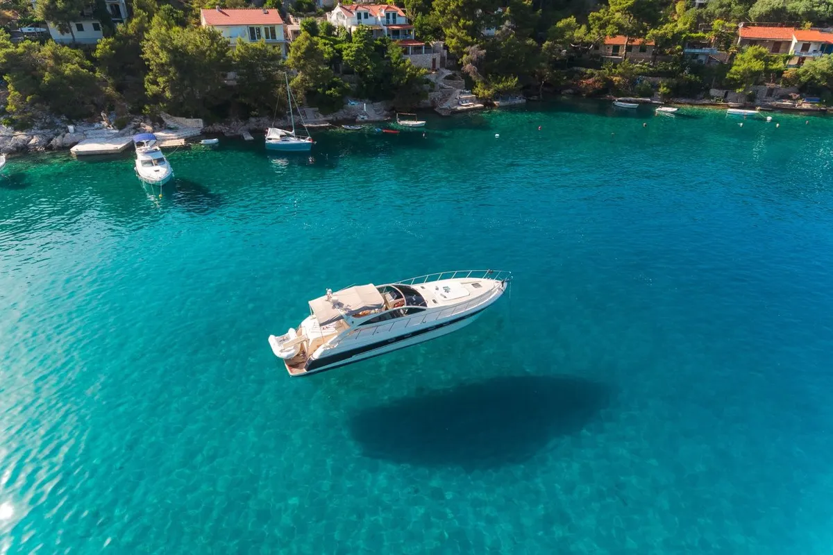 Exterior view of Lady Tania, a Dalla Pieta 48 motor yacht at Split, Croatia