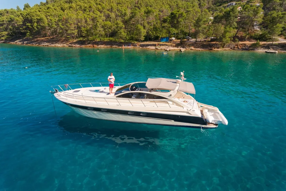 Exterior view of Lady Tania, a Dalla Pieta 48 motor yacht at Split, Croatia