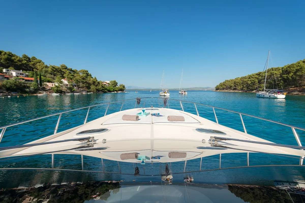 Deck of Lady Tania, a Dalla Pieta 48 motor yacht at Split, Croatia