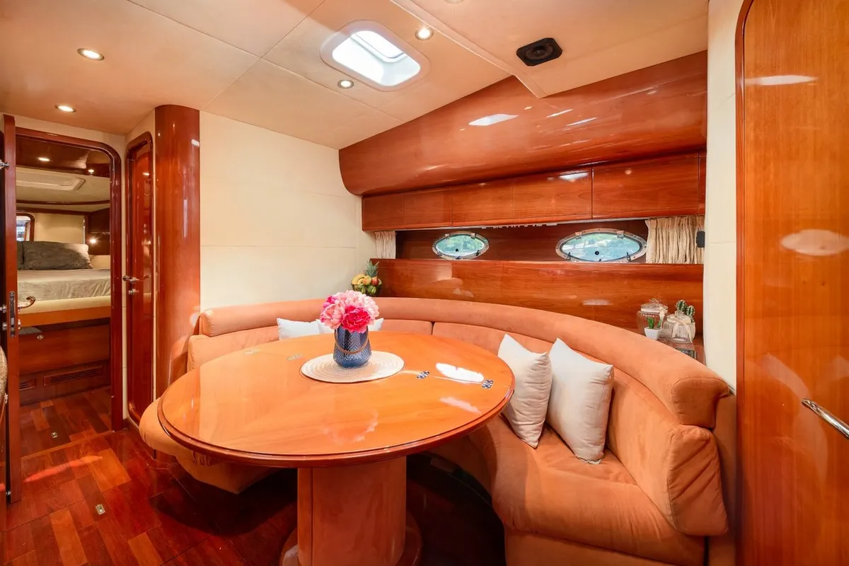 Salon of Lady Tania, a Dalla Pieta 48 motor yacht at Split, Croatia