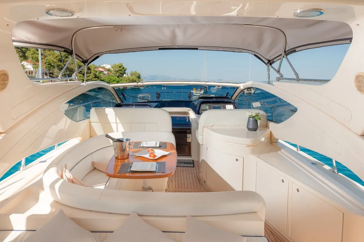 Deck of Lady Tania, a Dalla Pieta 48 motor yacht at Split, Croatia