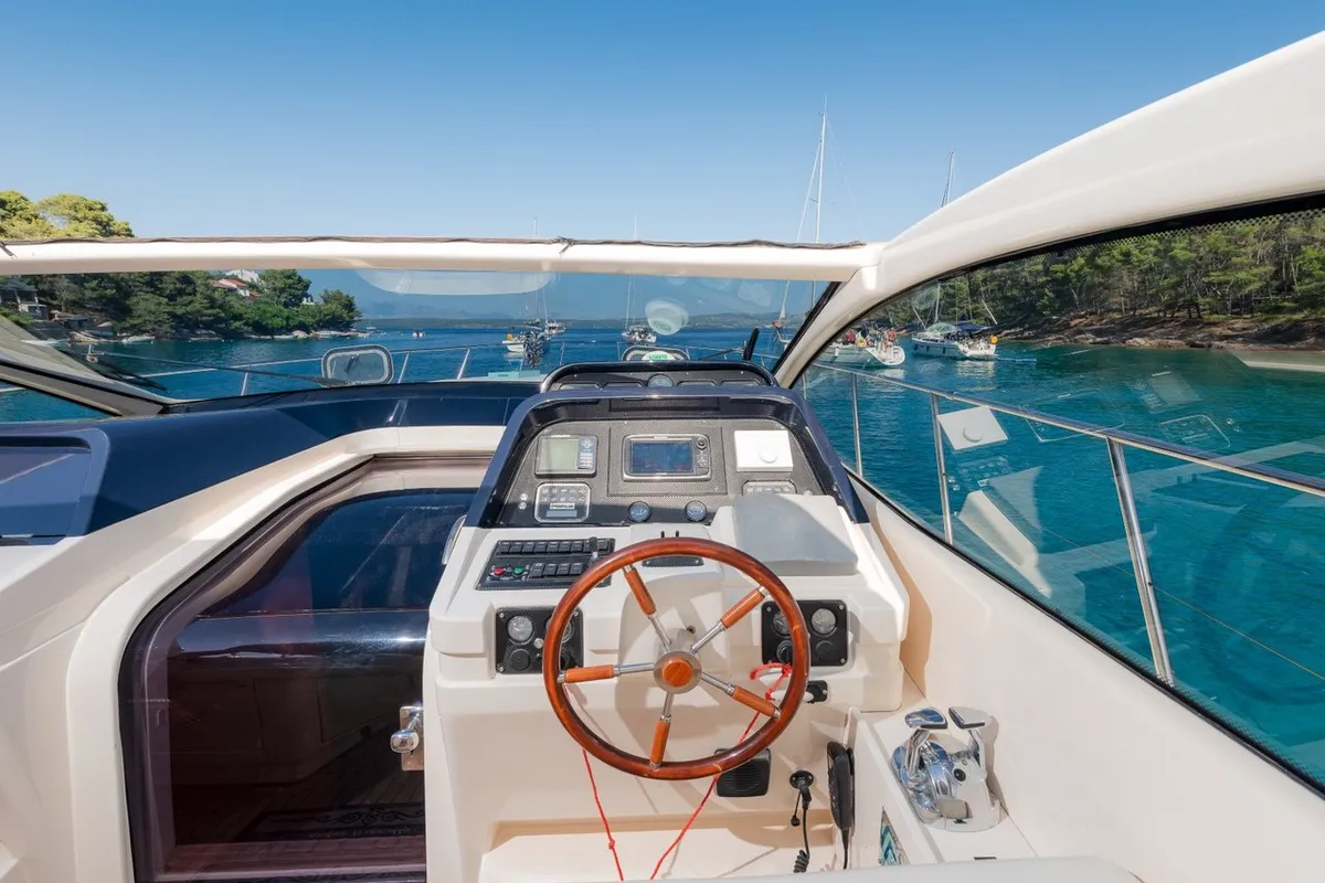 Cockpit of Lady Tania, a Dalla Pieta 48 motor yacht at Split, Croatia