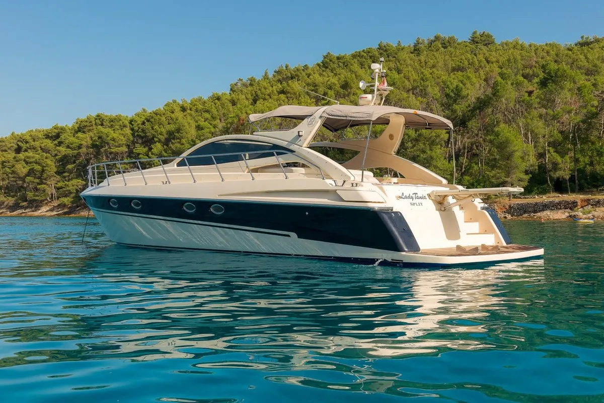 Exterior view of Lady Tania, a Dalla Pieta 48 motor yacht at Split, Croatia