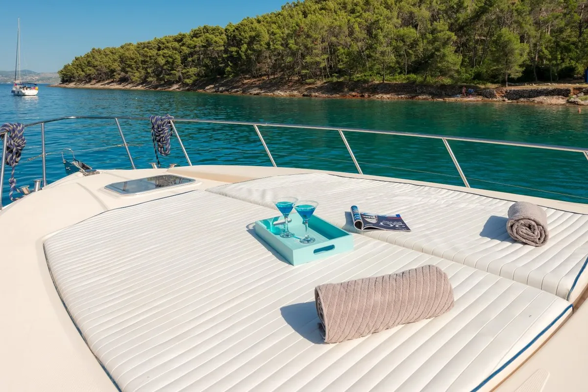Deck of Lady Tania, a Dalla Pieta 48 motor yacht at Split, Croatia