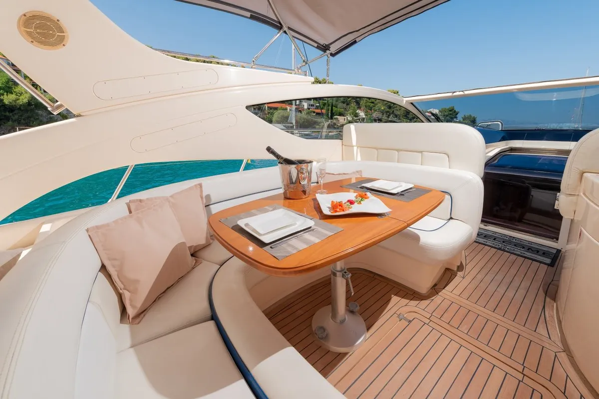 Deck of Lady Tania, a Dalla Pieta 48 motor yacht at Split, Croatia