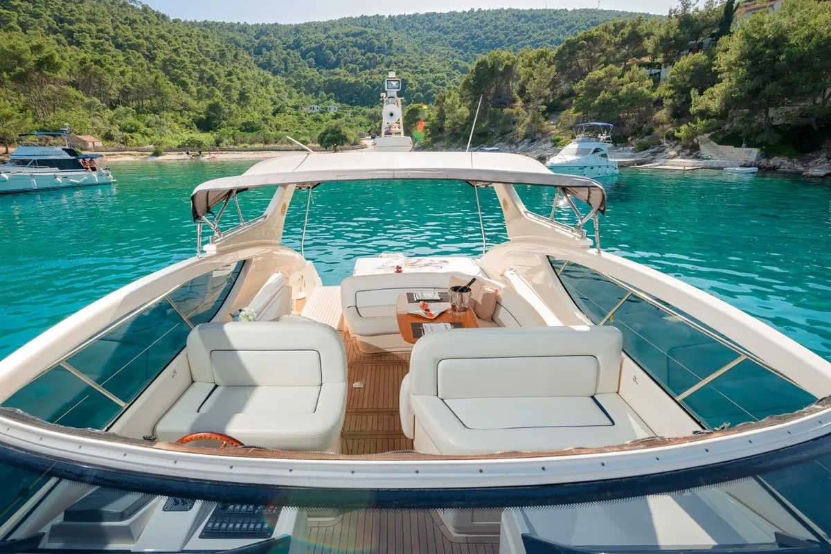 Deck of Lady Tania, a Dalla Pieta 48 motor yacht at Split, Croatia