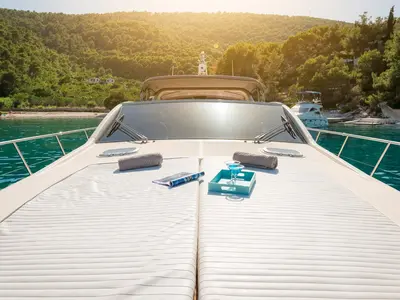 Cockpit of Lady Tania, a Dalla Pieta 48 motor yacht at Split, Croatia