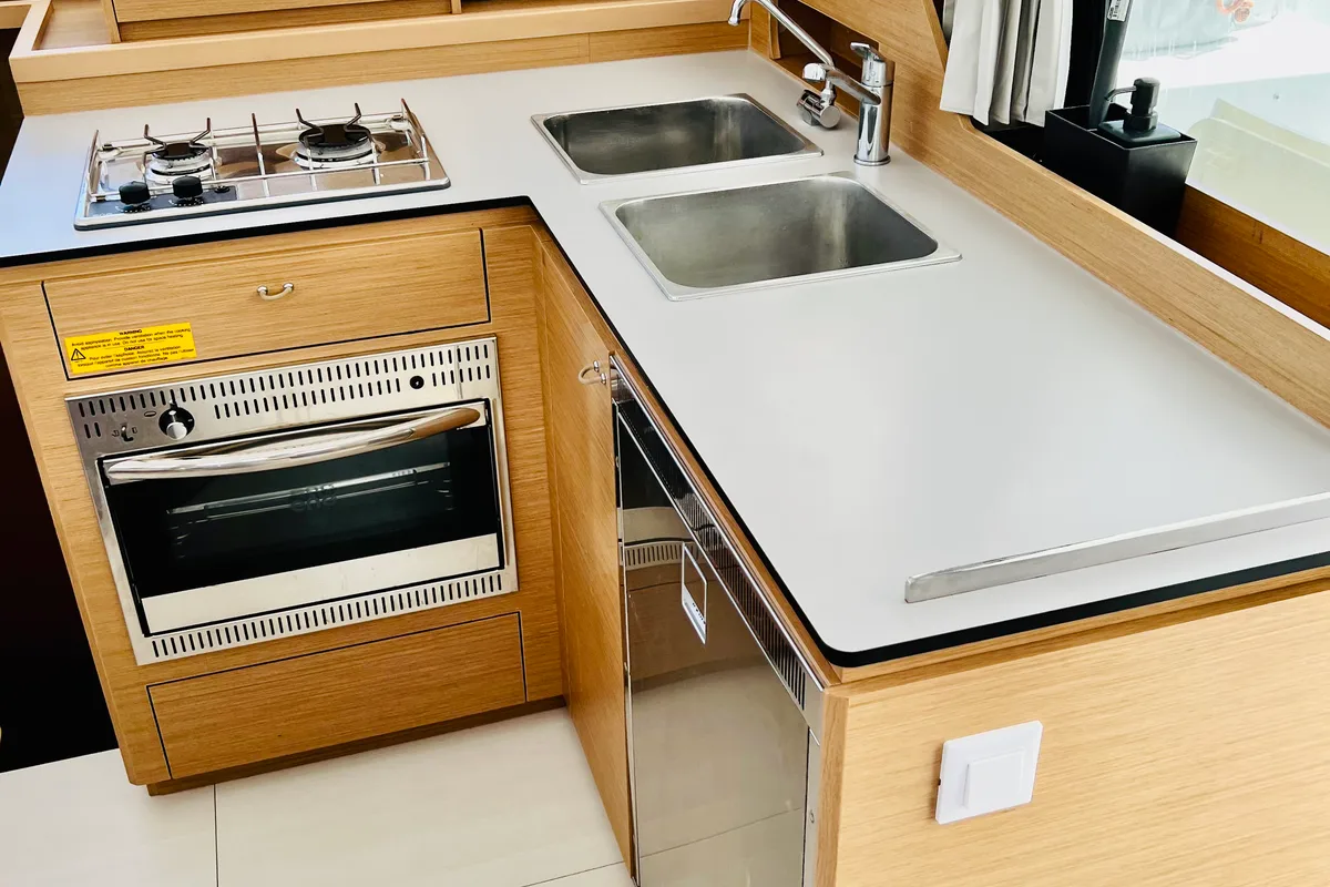 Galley of Yemaya Mallorca Bareboat, a Excess 11 catamaran at Port d'Andratx, Spain