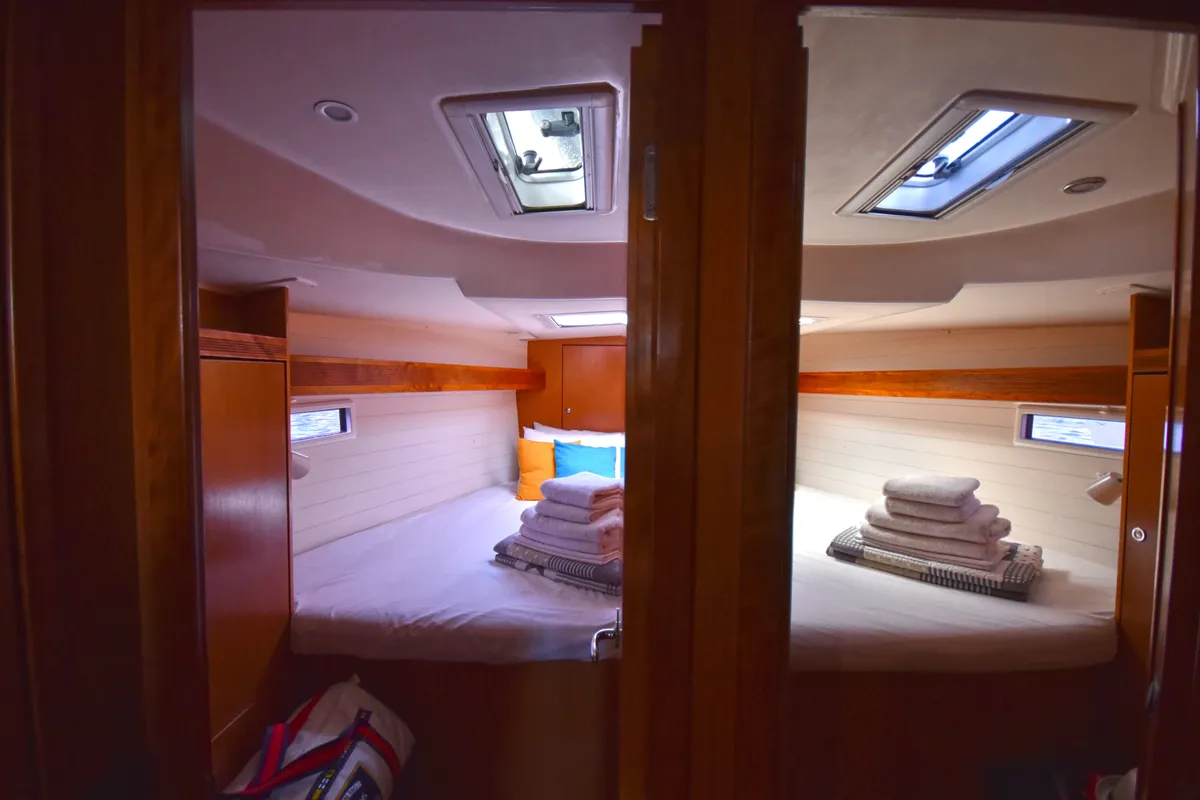 Cabin on Nouvelle Vague, a Bavaria Cruiser 45 sailboat at Volos, Greece
