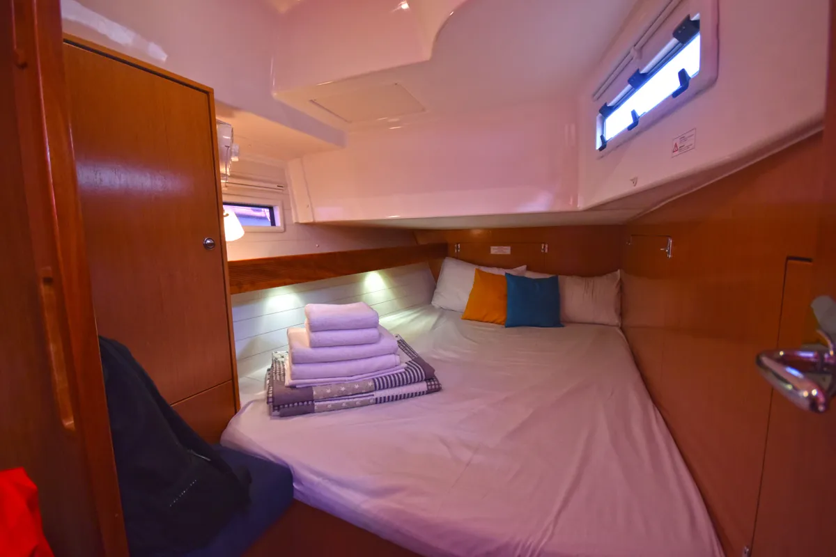Cabin on Nouvelle Vague, a Bavaria Cruiser 45 sailboat at Volos, Greece