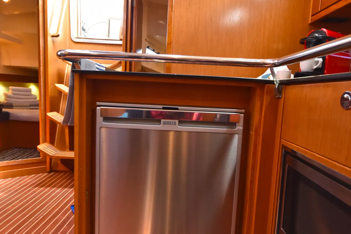 Galley of Nouvelle Vague, a Bavaria Cruiser 45 sailboat at Volos, Greece