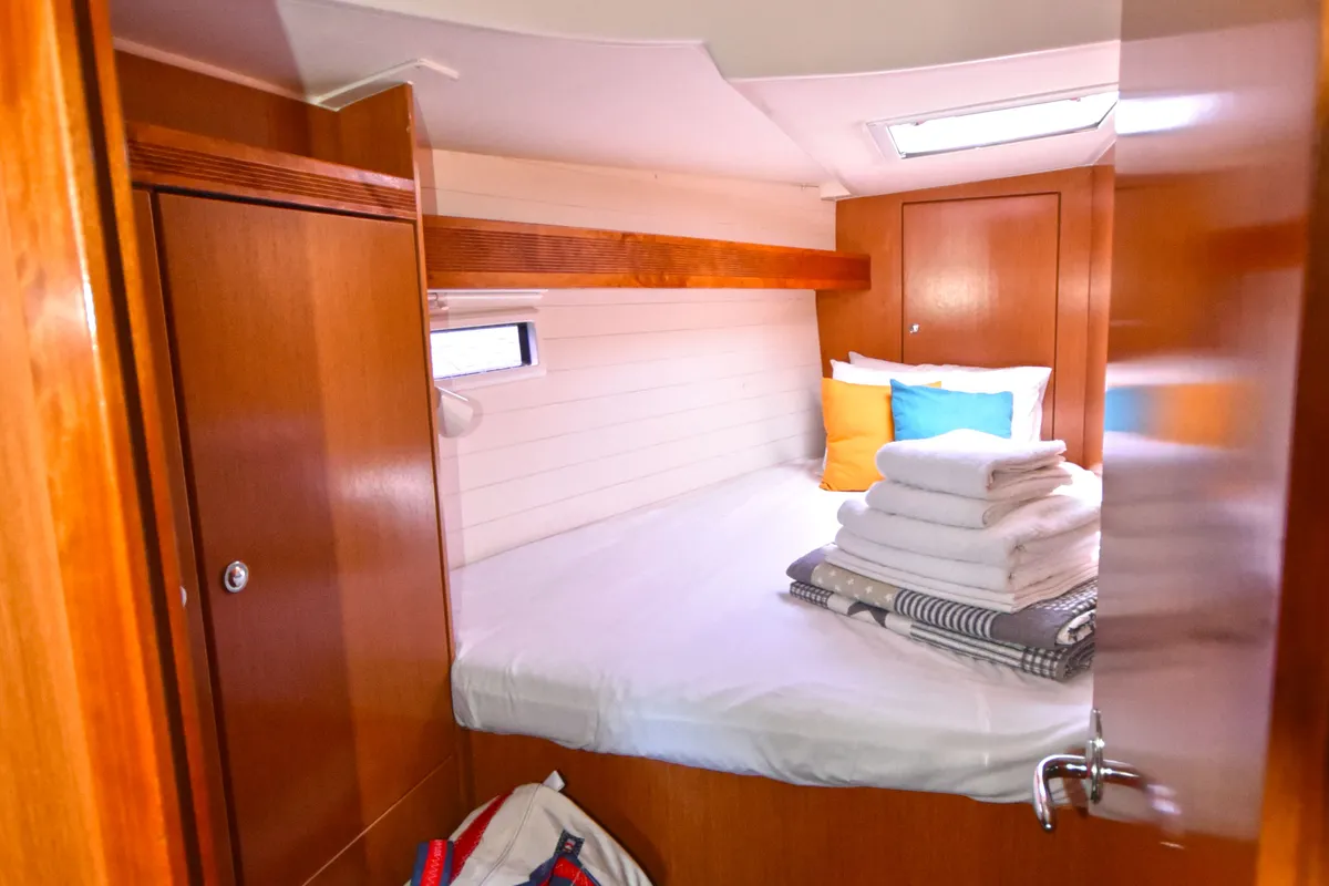 Cabin on Nouvelle Vague, a Bavaria Cruiser 45 sailboat at Volos, Greece