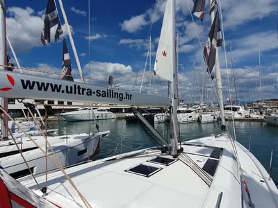 Deck of Dommie, a Beneteau Oceanis 46.1 sailboat at Split, Croatia