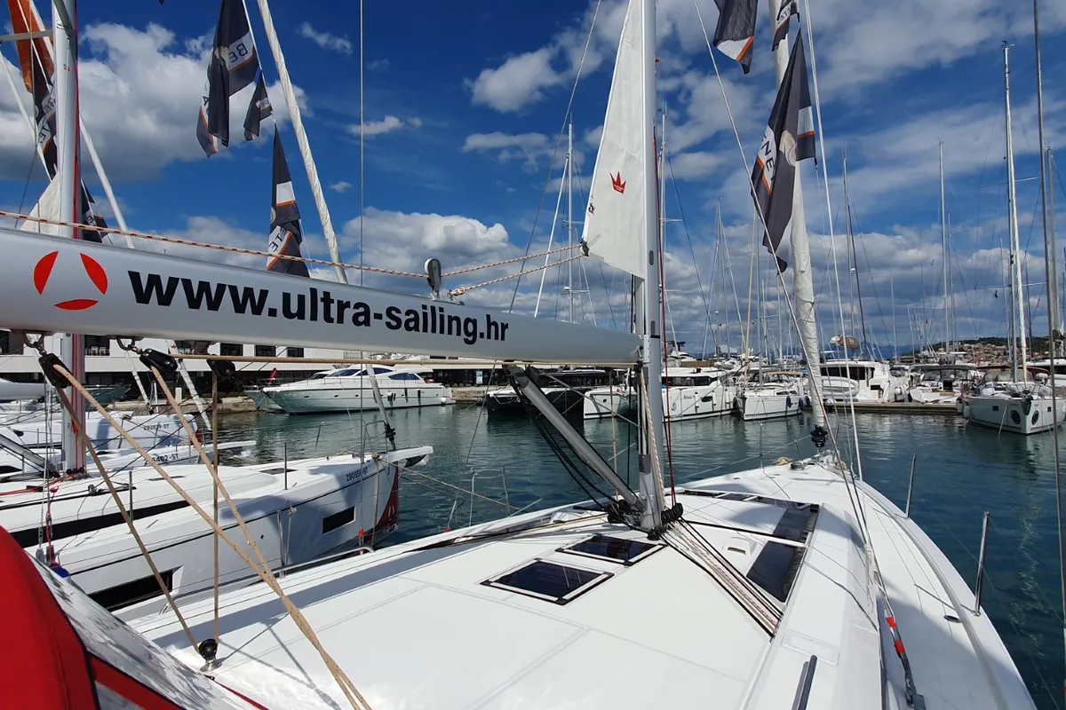 Deck of Dommie, a Beneteau Oceanis 46.1 sailboat at Split, Croatia