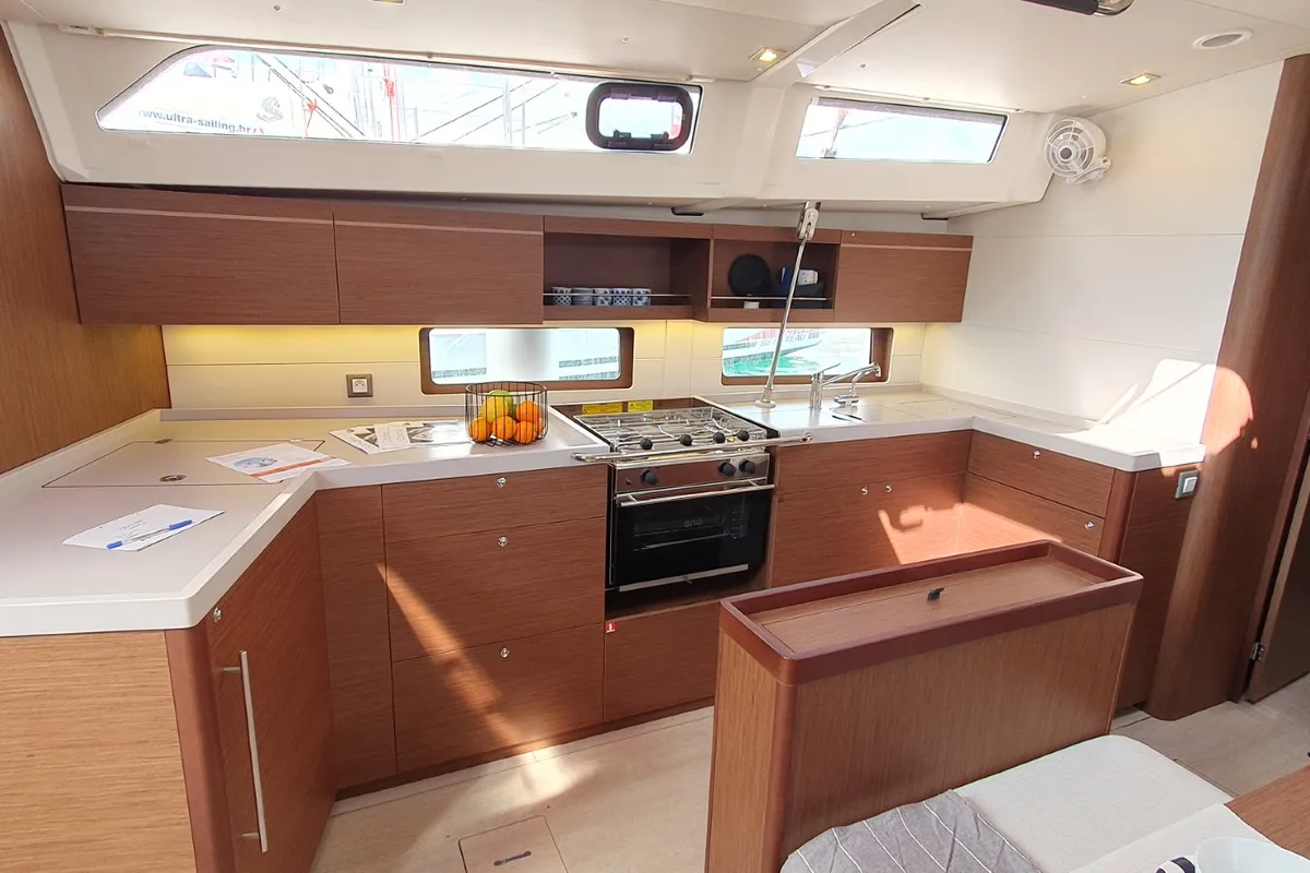 Galley of Dommie, a Beneteau Oceanis 46.1 sailboat at Split, Croatia